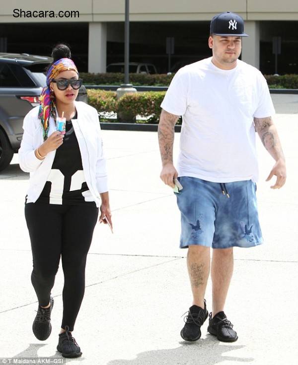 Newly Engaged Blac Chyna & Rob Kardashian Step Out In Matching Yeezys