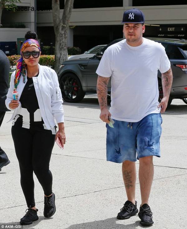 Newly Engaged Blac Chyna & Rob Kardashian Step Out In Matching Yeezys