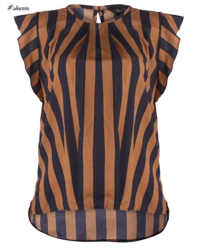 Marina Kaneva Stripped Womens's Blouse - Brown/Blue