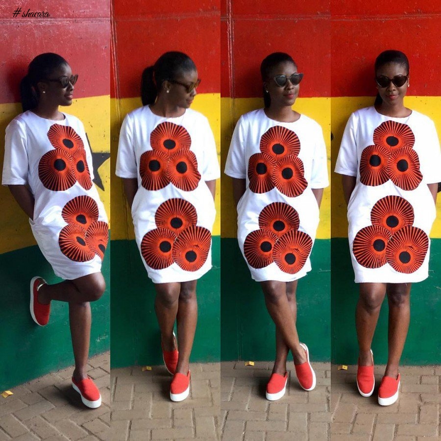 CREATIVE BLEND OF WHITE AND KENTE ANKARA PRINTS