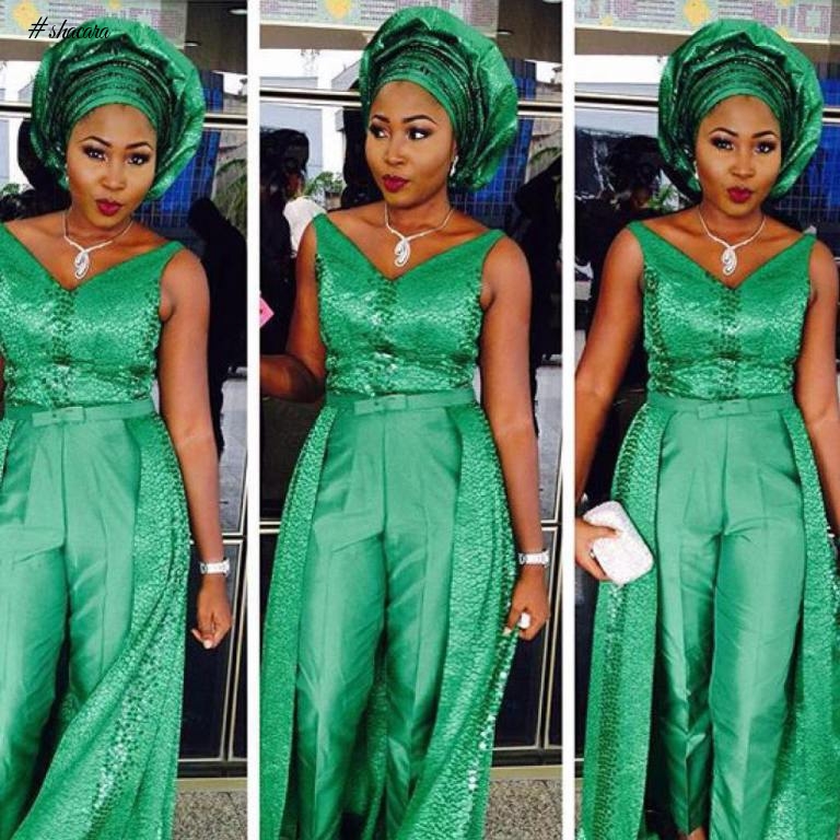 GREEN LACE ASO EBI TREND, AS IT WAS ROCKED BY FASHIONISTAS THIS WEEKEND