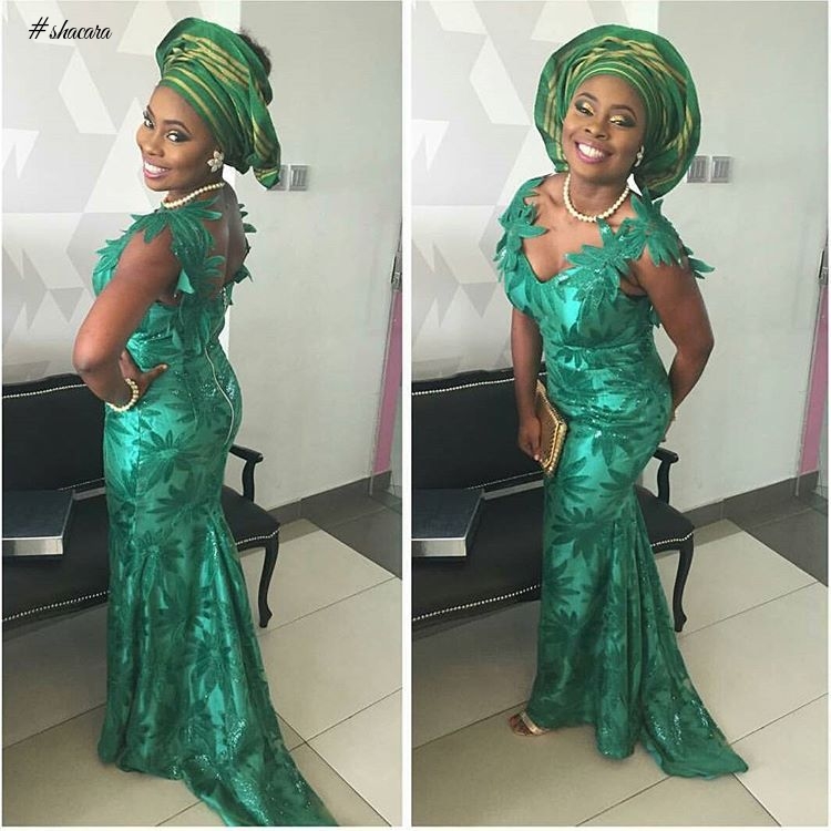 GREEN LACE ASO EBI TREND, AS IT WAS ROCKED BY FASHIONISTAS THIS WEEKEND