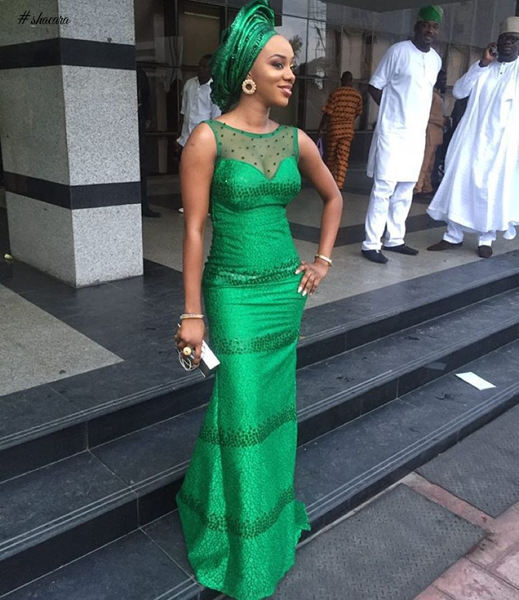 GREEN LACE ASO EBI TREND, AS IT WAS ROCKED BY FASHIONISTAS THIS WEEKEND