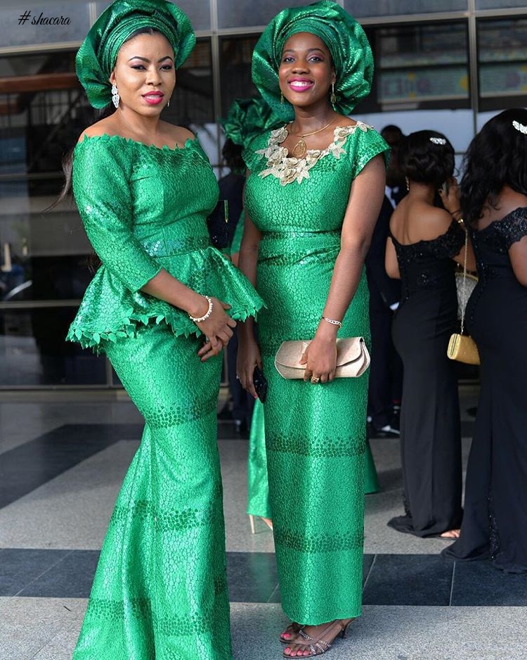 GREEN LACE ASO EBI TREND, AS IT WAS ROCKED BY FASHIONISTAS THIS WEEKEND