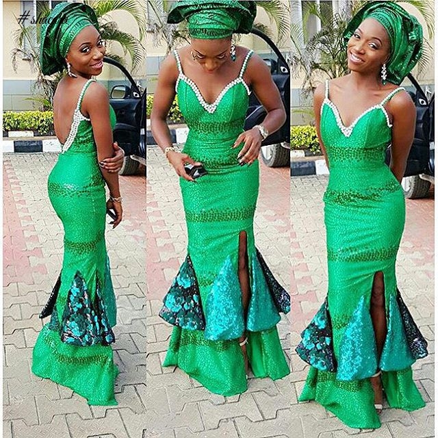 GREEN LACE ASO EBI TREND, AS IT WAS ROCKED BY FASHIONISTAS THIS WEEKEND