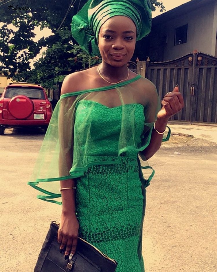 GREEN LACE ASO EBI TREND, AS IT WAS ROCKED BY FASHIONISTAS THIS WEEKEND