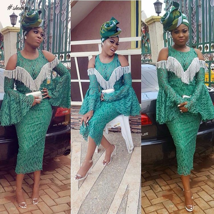 GREEN LACE ASO EBI TREND, AS IT WAS ROCKED BY FASHIONISTAS THIS WEEKEND