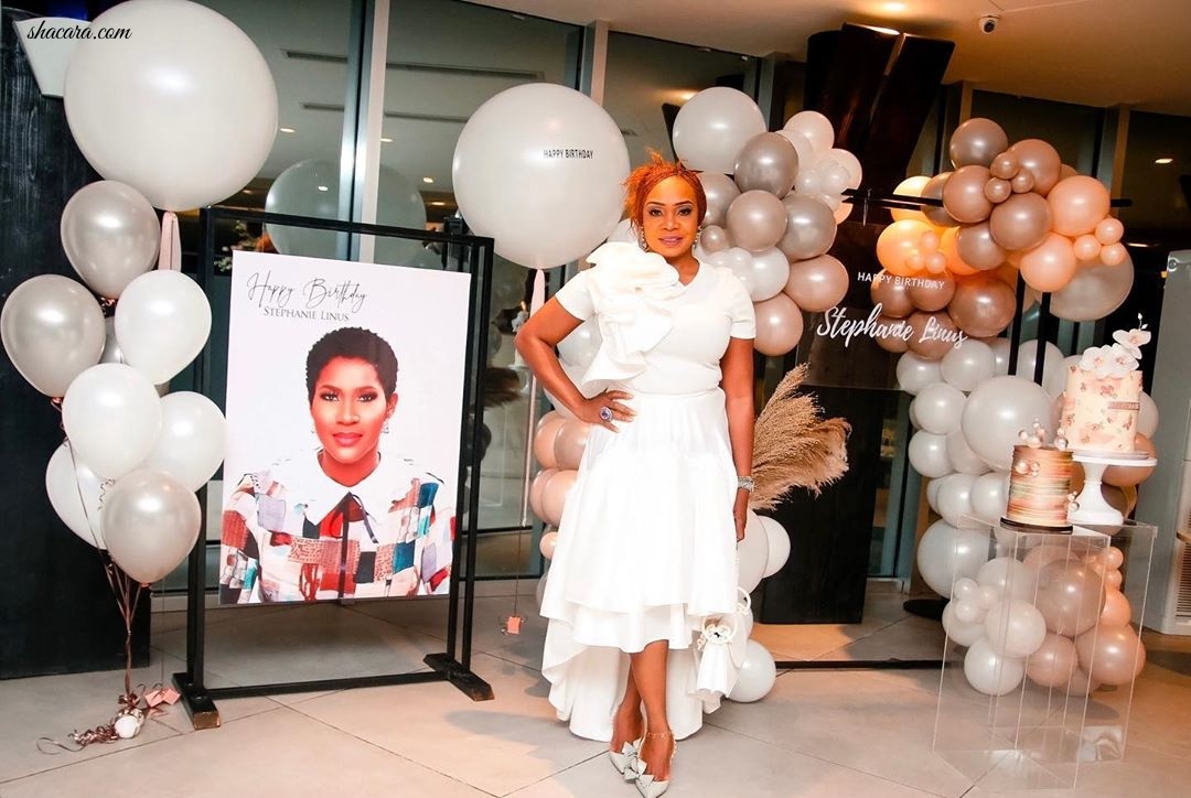 On Friday October 2, Stephanie Linus celebrated another trip around the sun and she got the royal treatment from her husband Linus Idahosa who threw her a surprise white-themed birthday party. Can you say couple goals?  For t