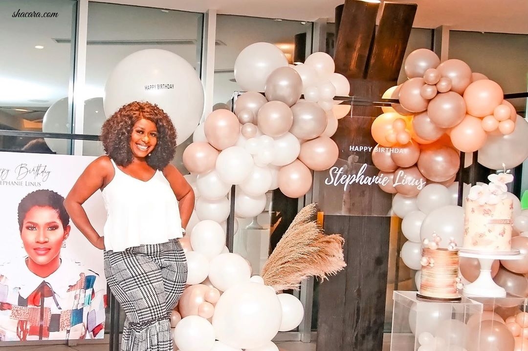 On Friday October 2, Stephanie Linus celebrated another trip around the sun and she got the royal treatment from her husband Linus Idahosa who threw her a surprise white-themed birthday party. Can you say couple goals?  For t