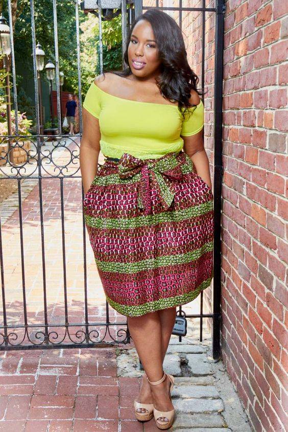 6 WAYS EVERY PLUS SIZE DIVA CAN STYLE THEIR ANKARA FLARE SKIRT