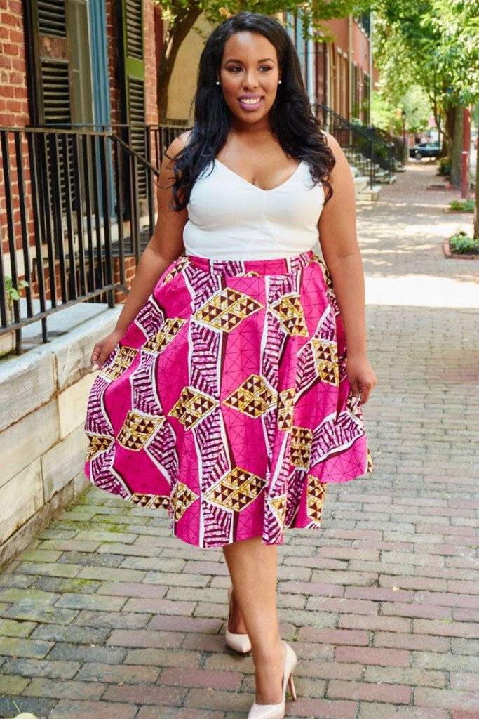 6 WAYS EVERY PLUS SIZE DIVA CAN STYLE THEIR ANKARA FLARE SKIRT