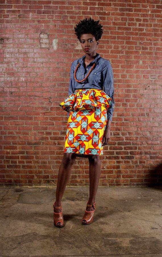 HOW TO ROCK ANKARA SKIRT AND DENIM SHIRT