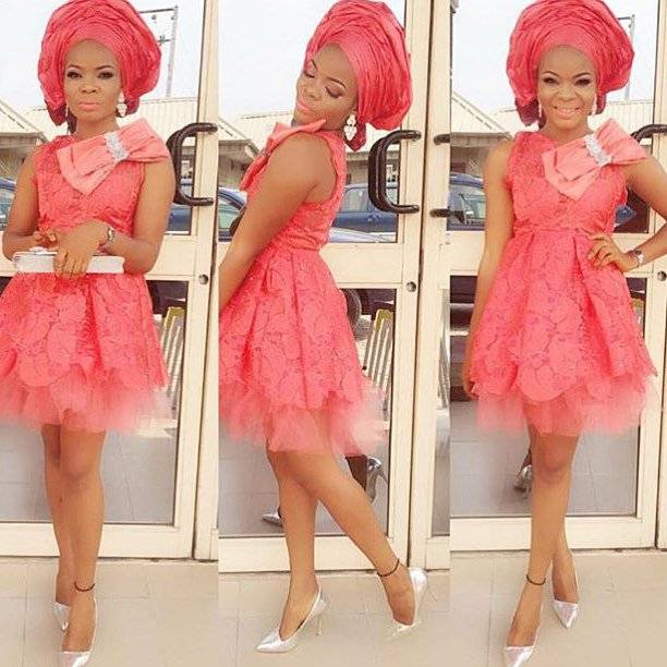 COOL AND TRENDY ASO EBI SHORT LACE DRESSES