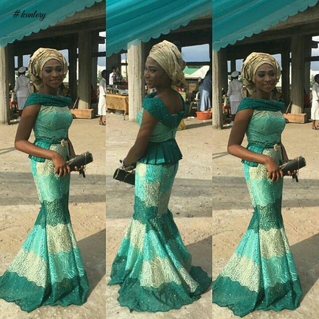 LATEST GREEN ASO EBI STYLES FOR THAT OWAMBE