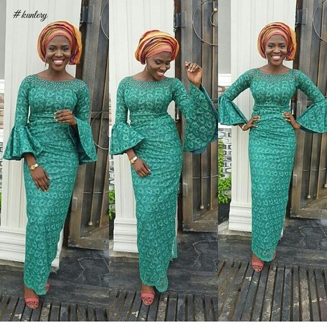 LATEST GREEN ASO EBI STYLES FOR THAT OWAMBE