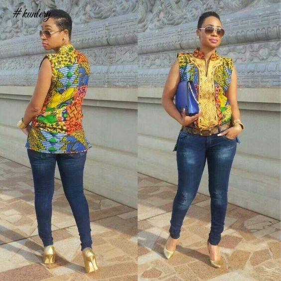 ANKARA TOPS AND DENIM PANTS YOU NEED TO STYLE