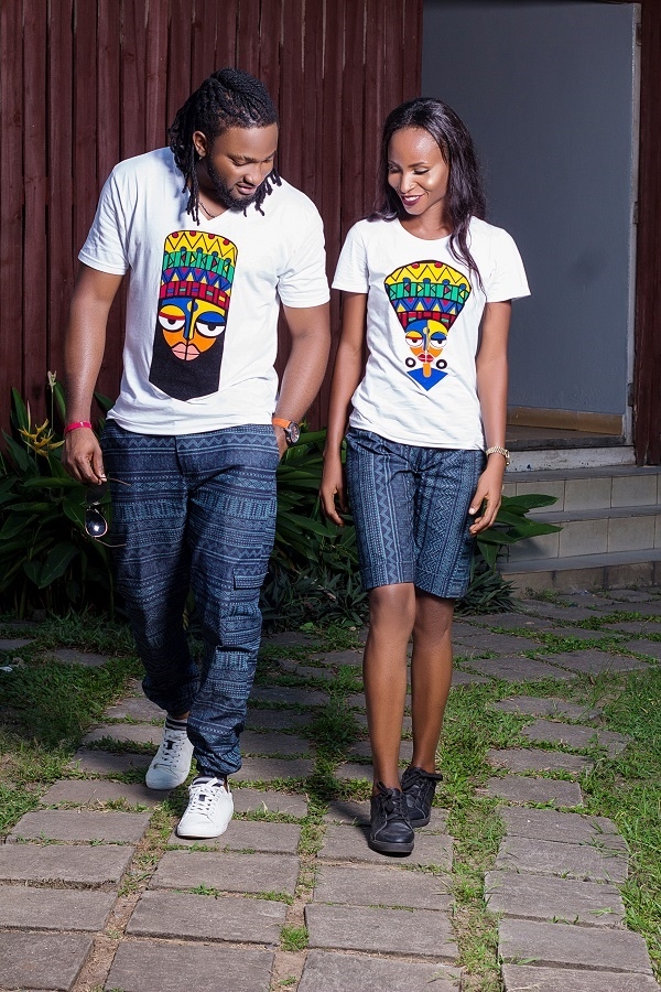 Uti Nwachukwu and Thelma Opara in James Johnson Clothing T-Shirt Collection ‘Naija Ethics’