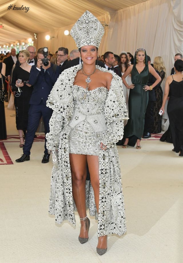 May The Slay Be With You! Check Out Rihanna’s Pope Inspired Outfit To The #METGALA