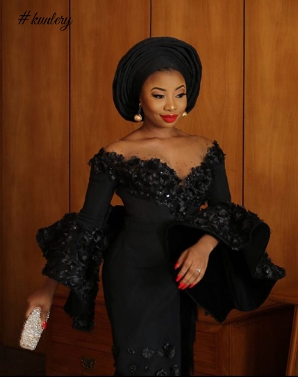 Singer Mo’Cheddah Is Looking Snatched In All-Black Aso Oke Outfi For Her Traditional Wedding