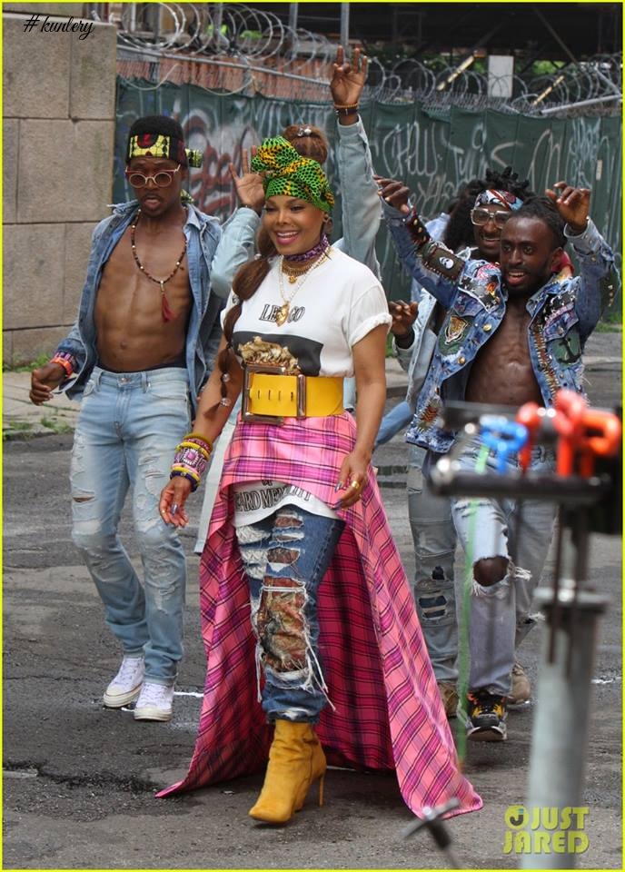 Janet Jackson Turns Brooklyn To Africa With African Print In New Video Shoot & Does Akwaaba Dance