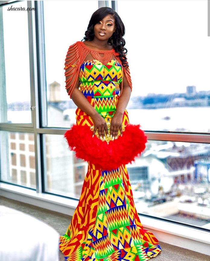 This Stunning Newly Wed Priscilla, Is Giving Us Wedding Dress Goals With This Extraordinary Kente Dress