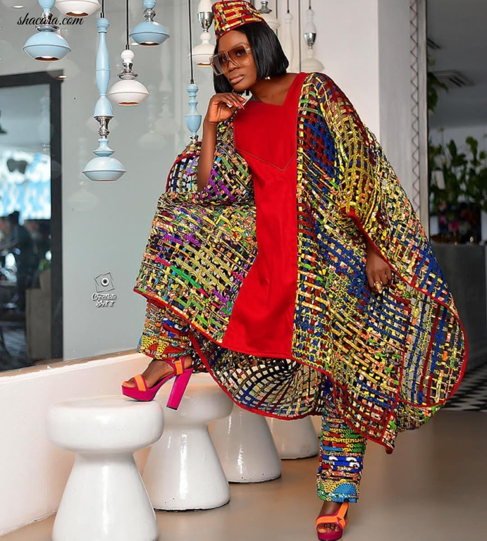 Fashion Brand Claturally Fixes Up Nana Akua Addo This Beautiful African Print Wooven Kaftan