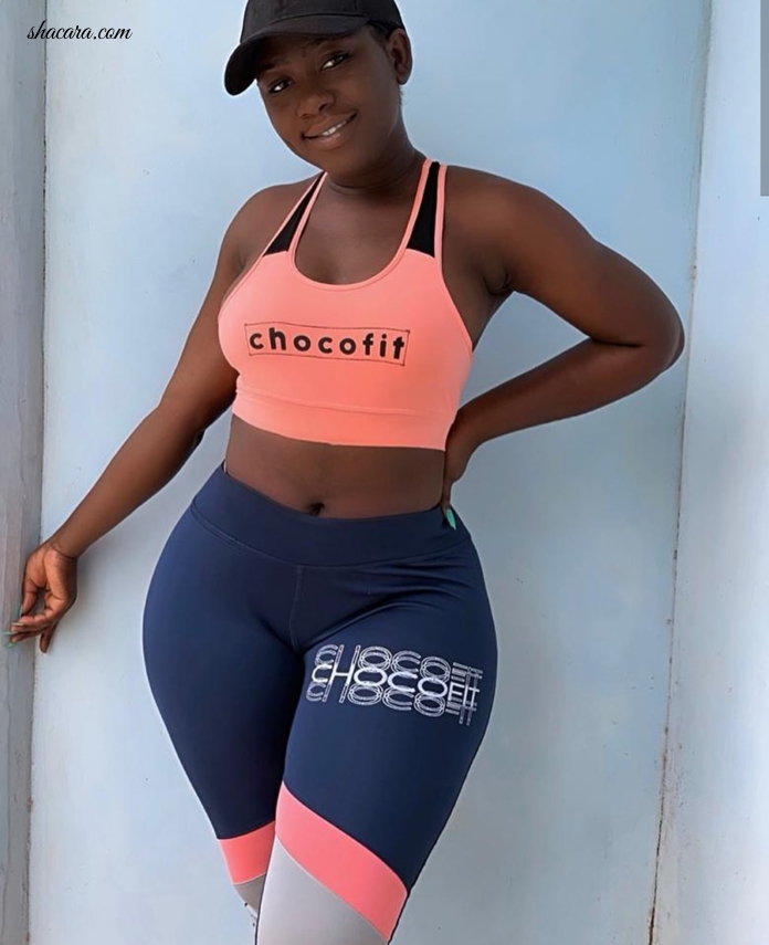 PICS: The Voluptuous Lady Afia Serves Curves In Images For New Ghanaian Sportswear Brand Chocofit GH