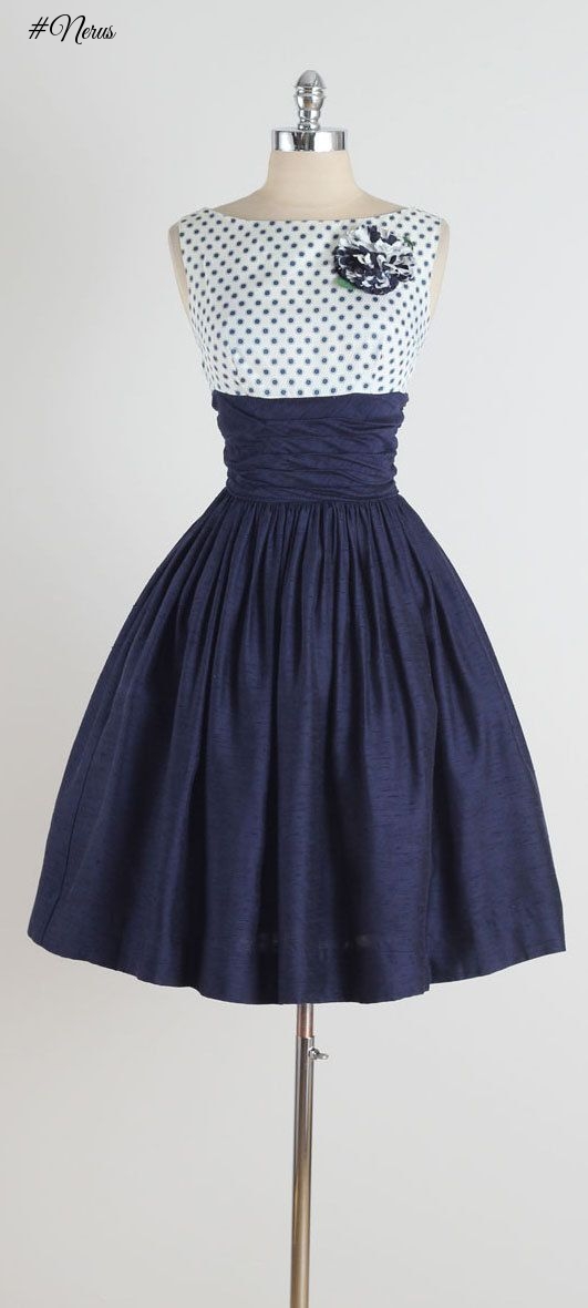 Vintage 50s dress with floral cotton dress xs